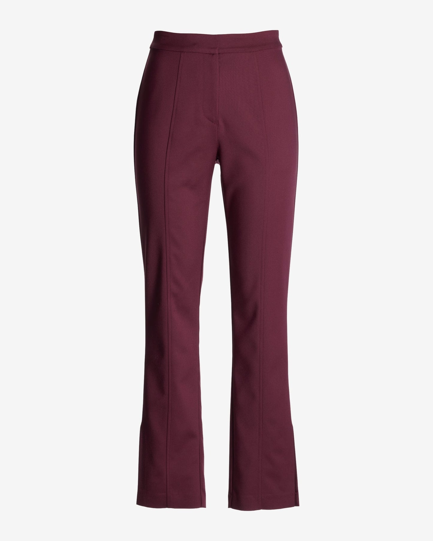Newport Modern Slim Straight Side Slit Trouser Pant Black Cherry