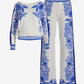 Printed Slouchy Lounge Set Blue White