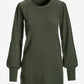 Lightweight Puff Sleeve Tunic Sweater Olive Night