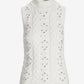 Embellished Cable Turtleneck Sweater Tank Off White