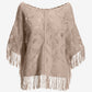 Crochet Slouchy Fringe Poncho Neutral