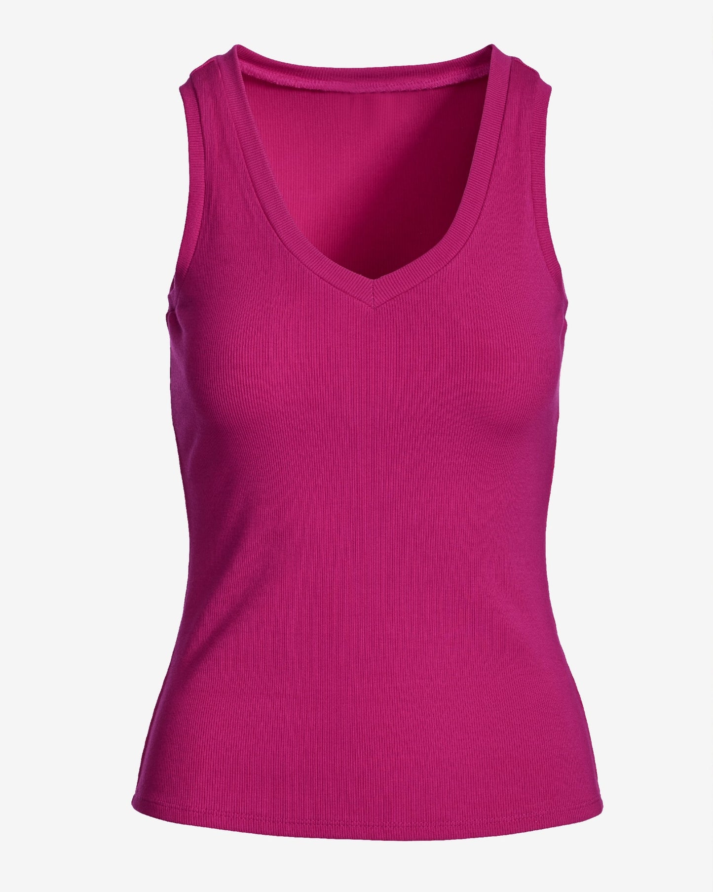 So Essential Ribbed V Neck Tank Very Berry