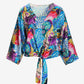 Jeweled Paisley Kate Tie Front Charmeuse Blouse Multi