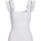 Rhinestone Ruffle Sleeve Tank Top Pure White
