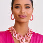 Glistening Resin Textured Hoop Earring Pink