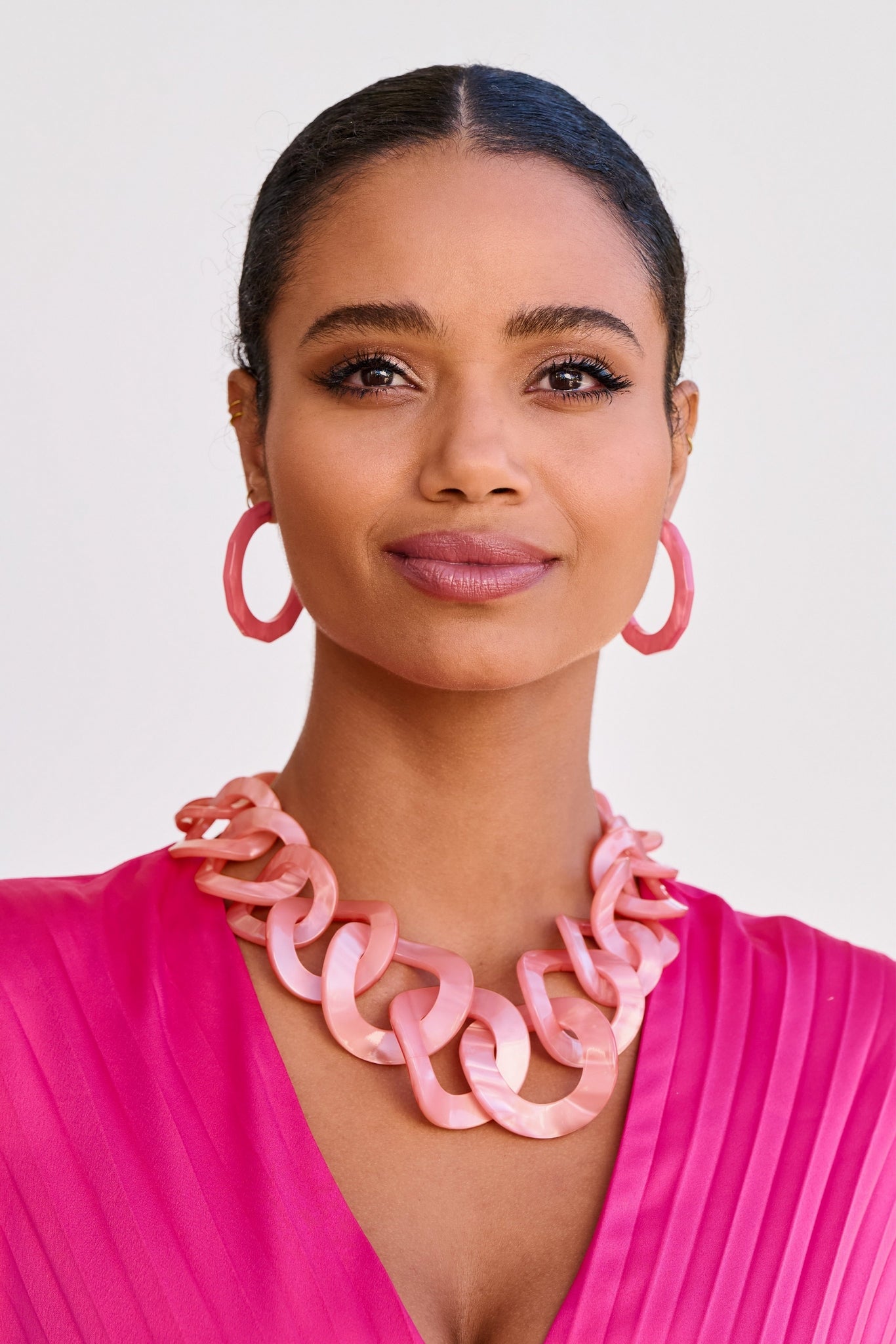 Glistening Resin Textured Hoop Earring Pink