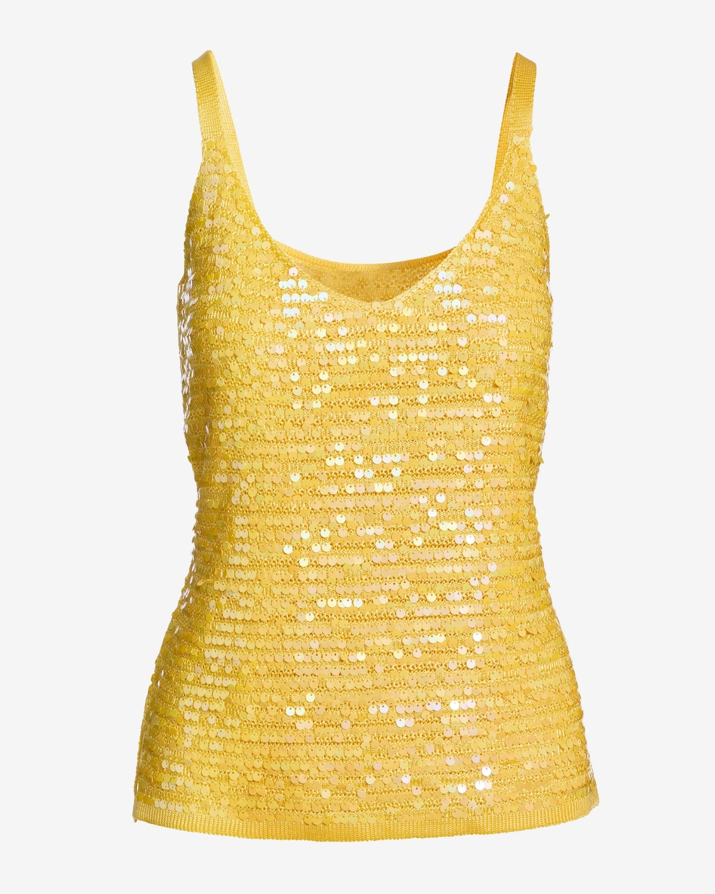 Sequin V-Neck Sweater Tank Lemon Drop