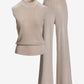 Mock Neck Rhinestone Lounge Set Champagne