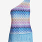 One Shoulder Fringe Sweater Multi