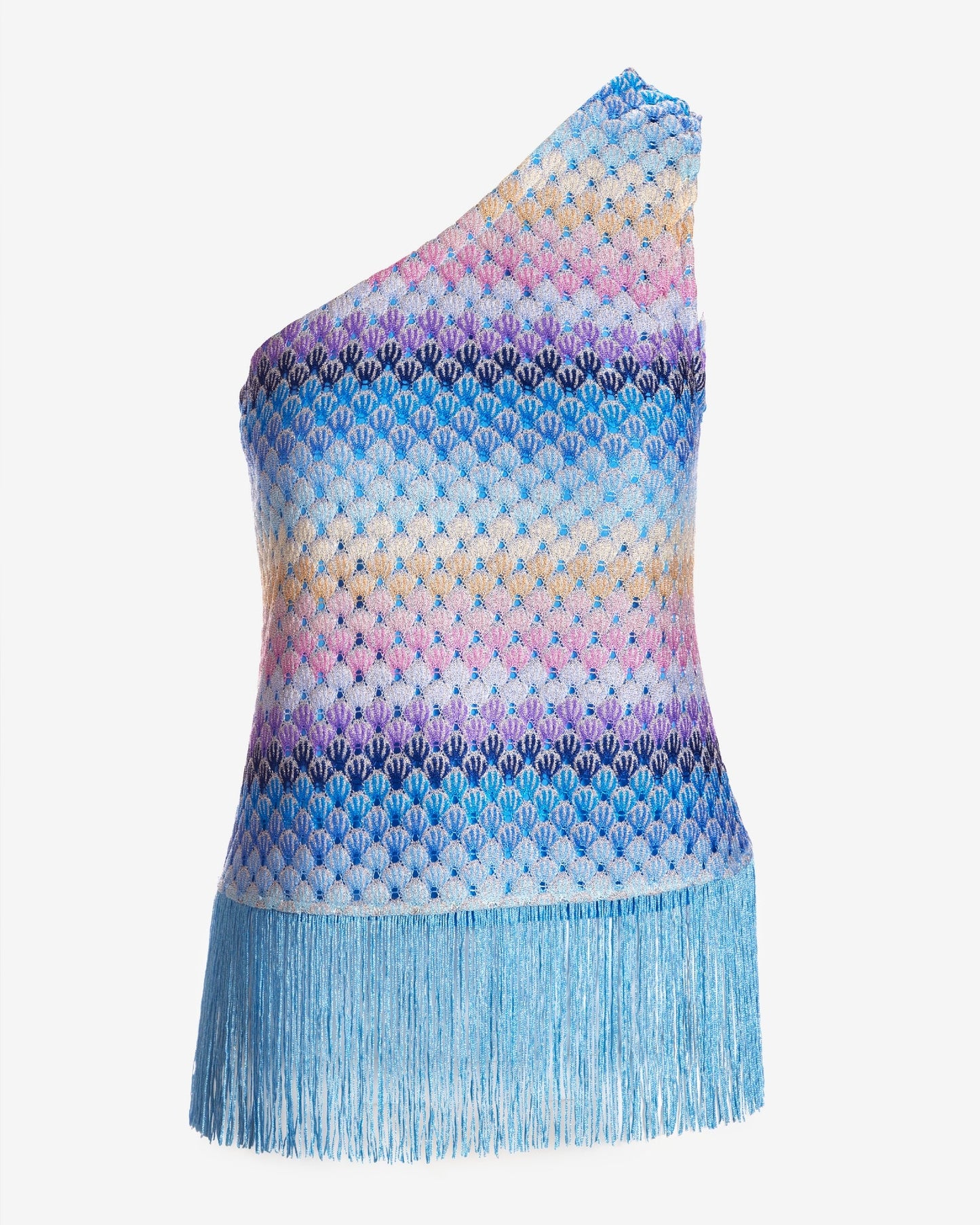 One Shoulder Fringe Sweater Multi