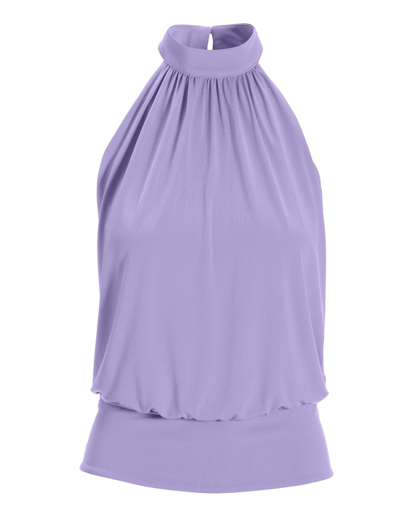 Halter Banded Bottom Mock Neck Top 2AV38 Lavender