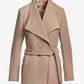 Chic Tie Waist Fully Lined Hip Length Coat Camel