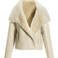 Faux Suede Faux Fur Short Coat Ivory Multi