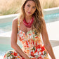 Long Beaded and Pearl Layered Necklace Red Multi