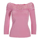 Lace Illusion Knit Top Pink