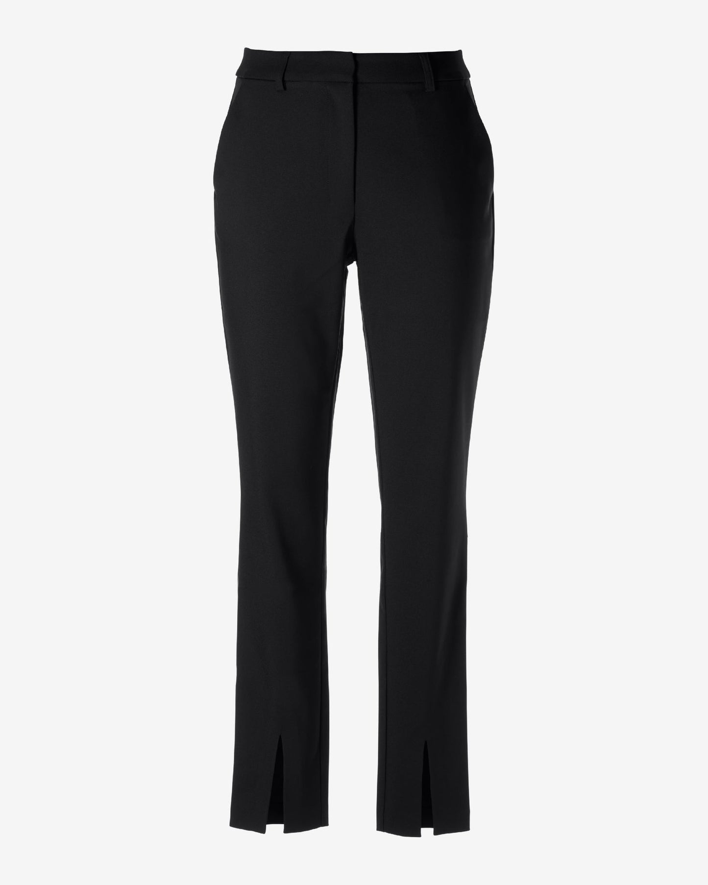 Newport Modern Slim Straight Leg Slit Front Trouser Pant Black