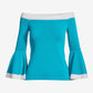 Color Block Flare Sleeve Sweater Scuba Blue