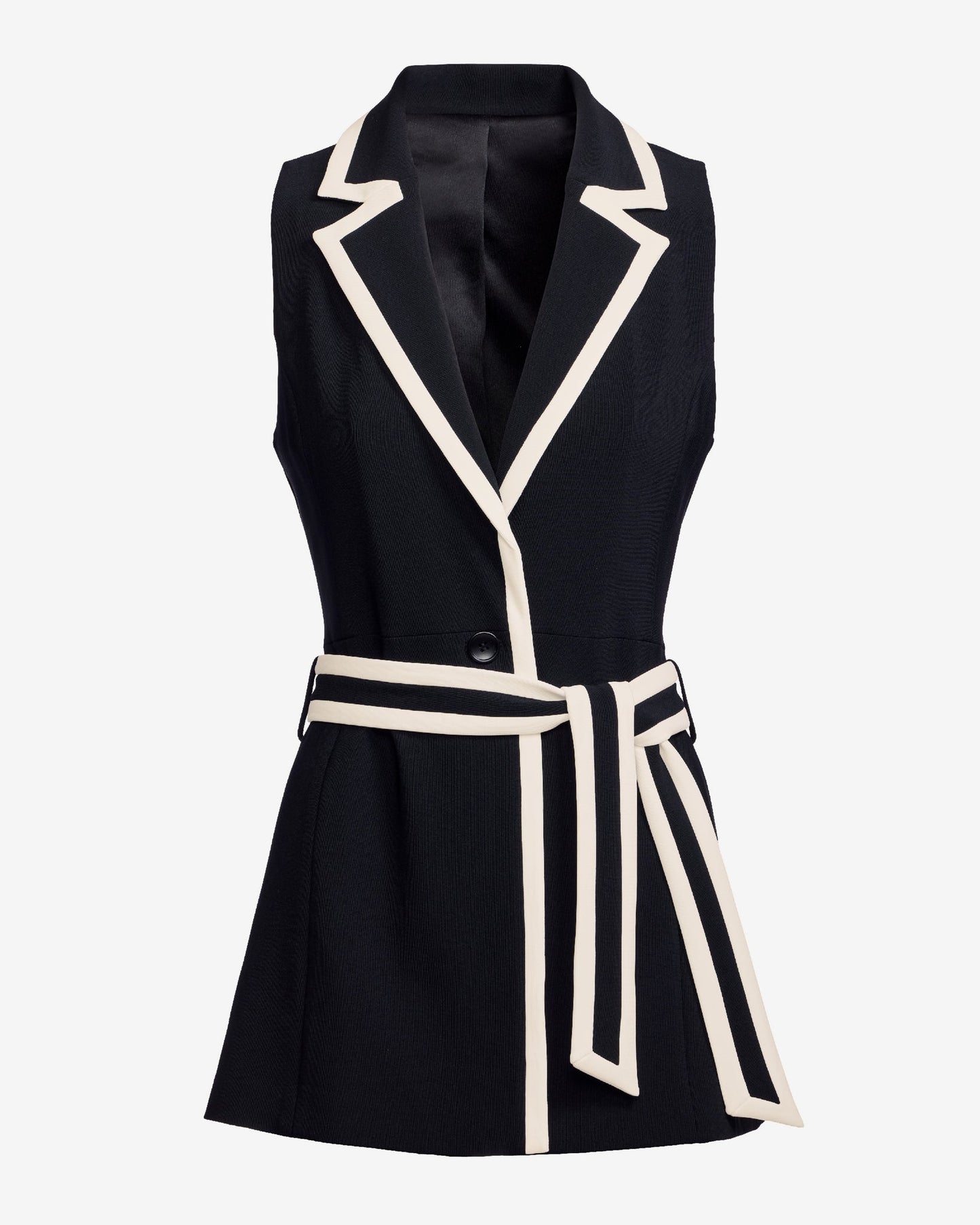 Beyond Travel Piped Vest Jet Black Ivory Coast