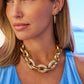 Gold & Sparkling Crystals Chain Link Necklace Gold/Gold