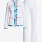 Chic Zippered Printed Trim Sport Coordinate Set Sporty Abstract
