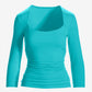 So Sexy Ruched 3/4 Sleeve Scoop Neck Top Blue Radiance