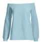 Wide Neck Pullover Sweatshirt Cool Blue