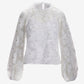 3D Embellished Floral Organza Blouse White