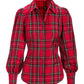 Holiday Plaid Victoria Drama Sleeve Shirt Red/Black