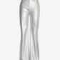 Malibu Faux Leather Wide Leg Five Pocket Pant Silver