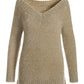 Metallic V Neck Cozy Sweater Tunic Gold