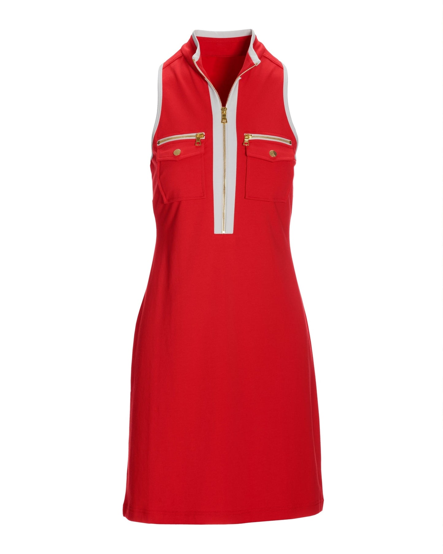 Sleeveless Chic Zip Dress Racing Red