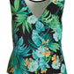 BEYOND TRAVEL TROPICAL PRINTED SLEEVELESS BLOUSON TOP Green Multi