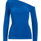 So Chic Ruched Slouchy Long Sleeve Top Lapis Blue