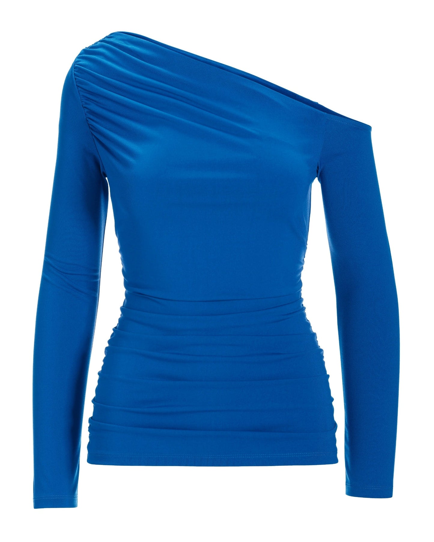 So Chic Ruched Slouchy Long Sleeve Top Lapis Blue