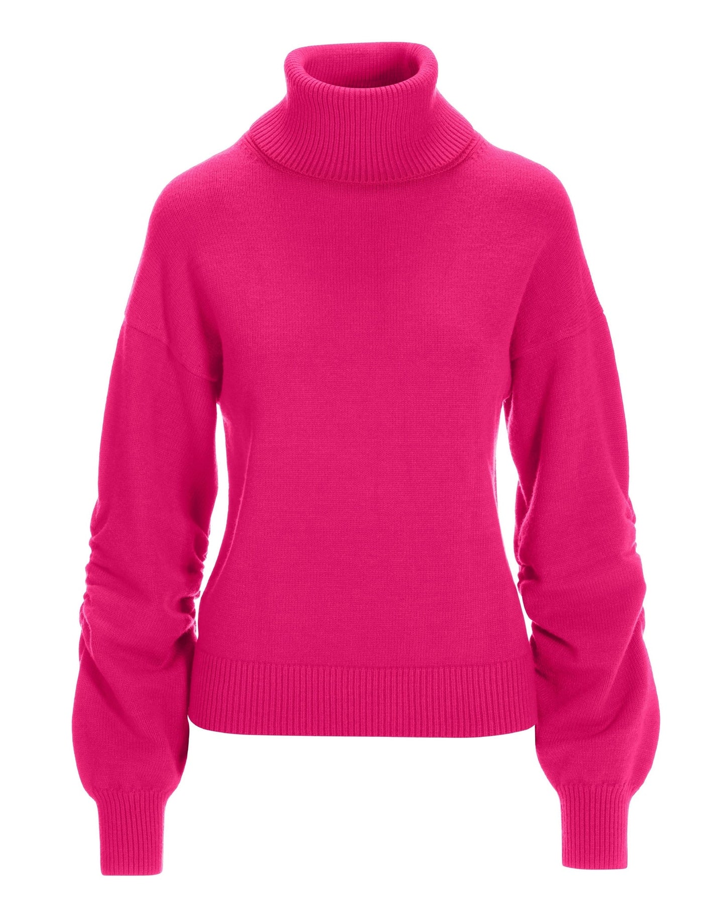 Ruched Sleeve Turtleneck Sweater Blossom