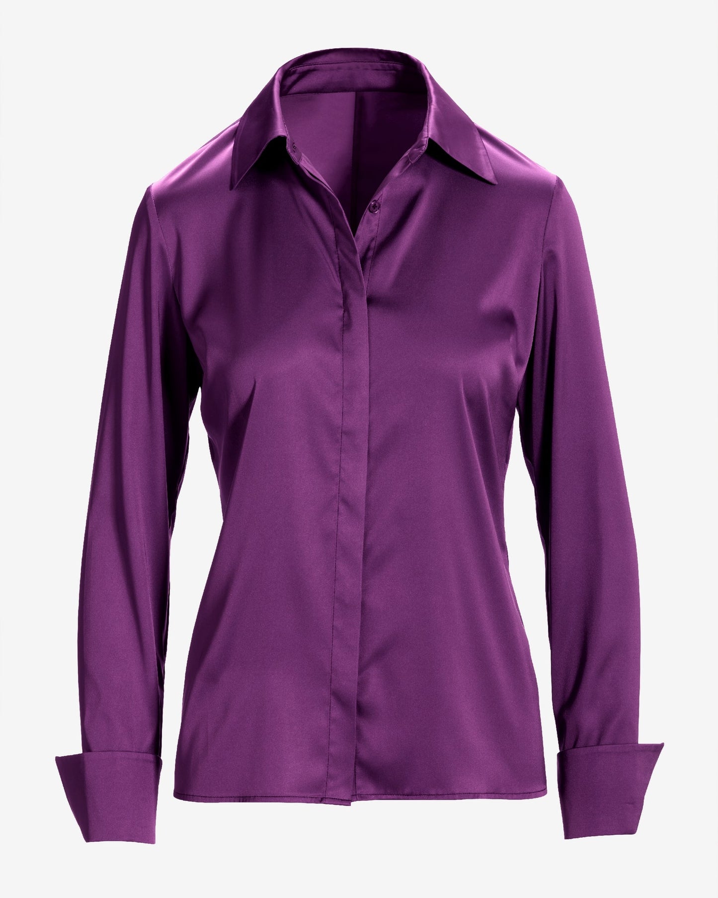 Sophia Button-Up Charmeuse Blouse Imperial Purple