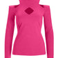 So Sexy Keyhole Cold Shoulder Knit Top Fuchsia Purple