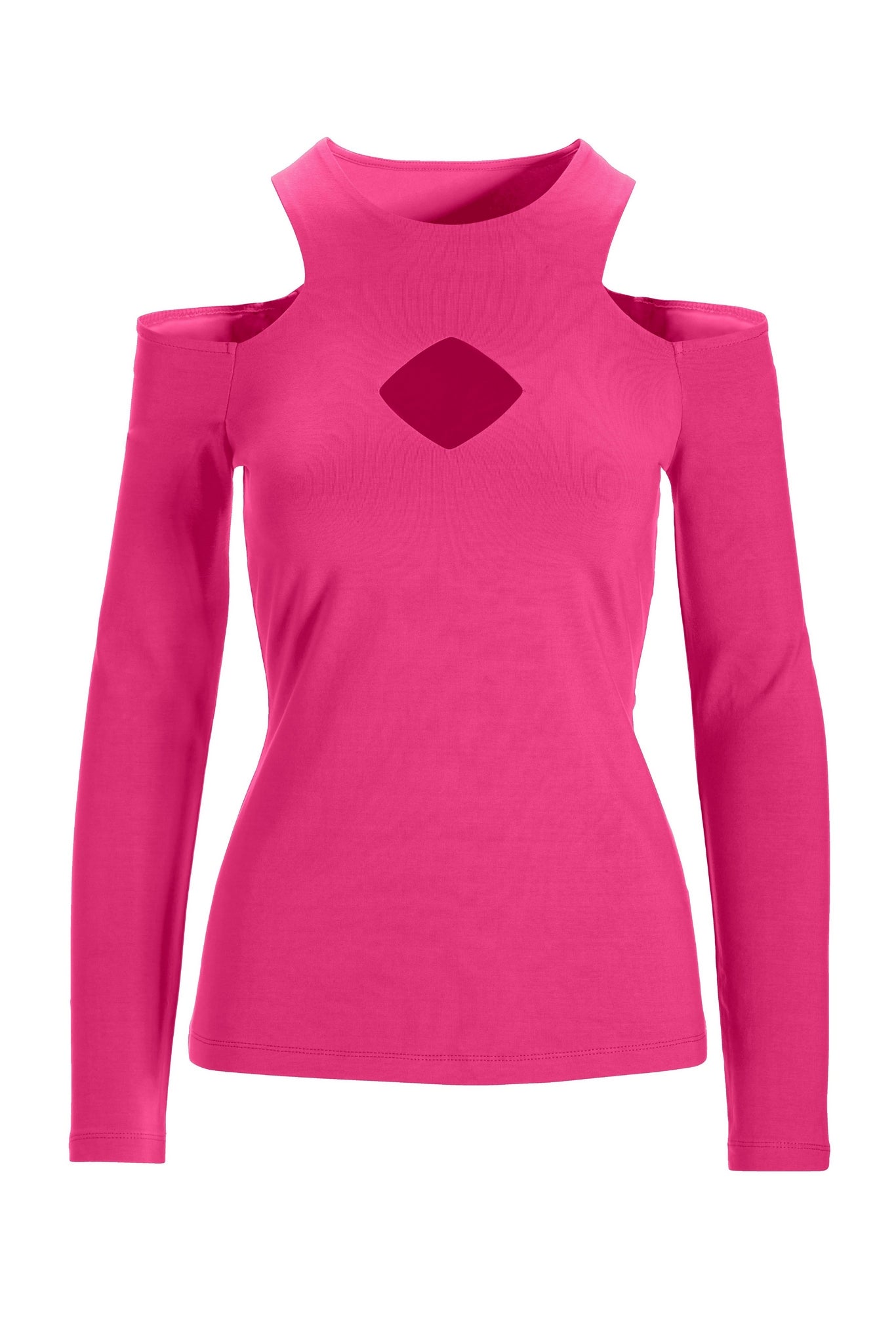 So Sexy Keyhole Cold Shoulder Knit Top Fuchsia Purple