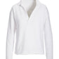 Cotton Comfort Collared V Neck Lounge Sweatshirt White