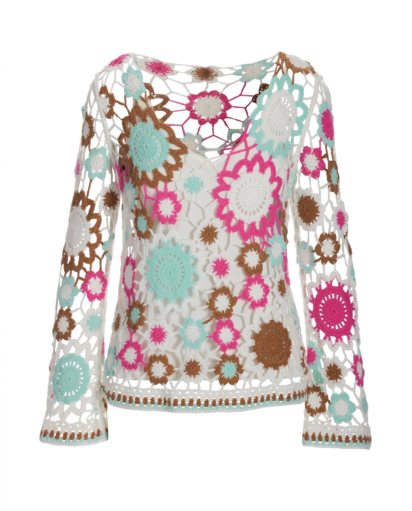 Crochet Flare Sleeve Pullover Multi