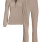 Lace Puff-Sleeve French Terry Set Taupe