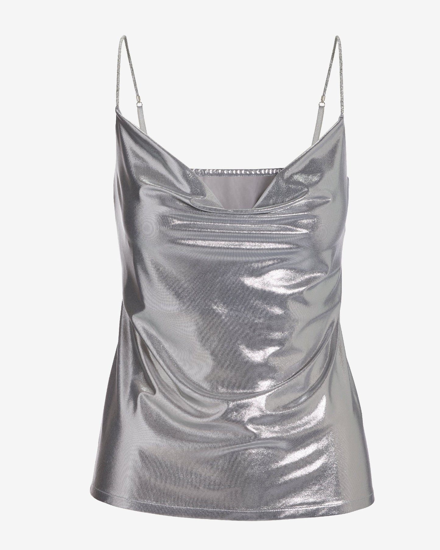 Metallic Cowl Neck Cami Silver