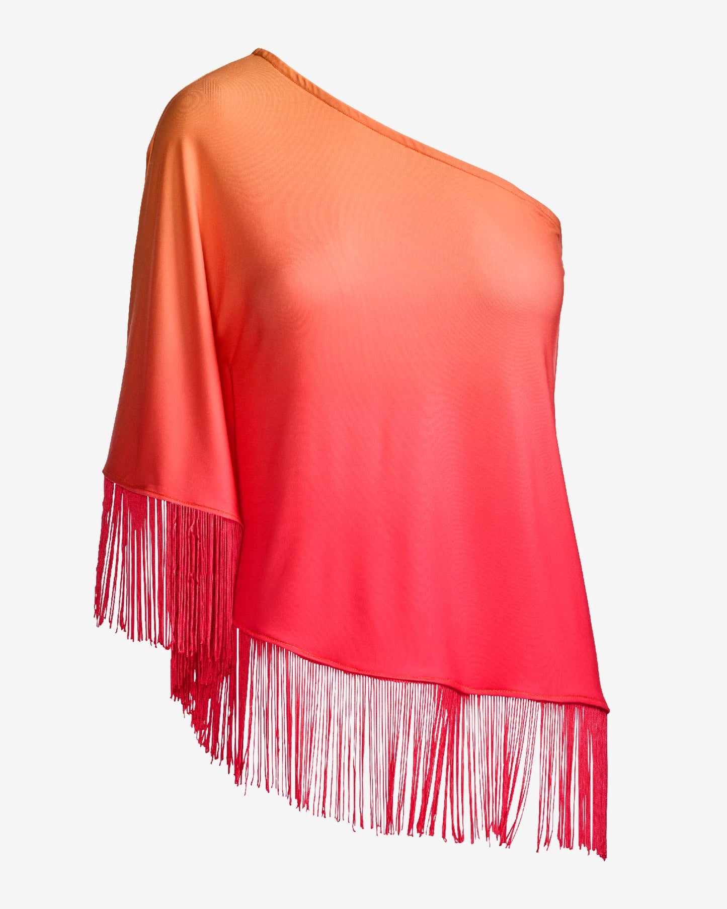 So Chic One Shoulder Ombre Fringe Top Pink Multi