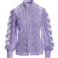 Lace Inset Drama Sleeve Shirt Lavender