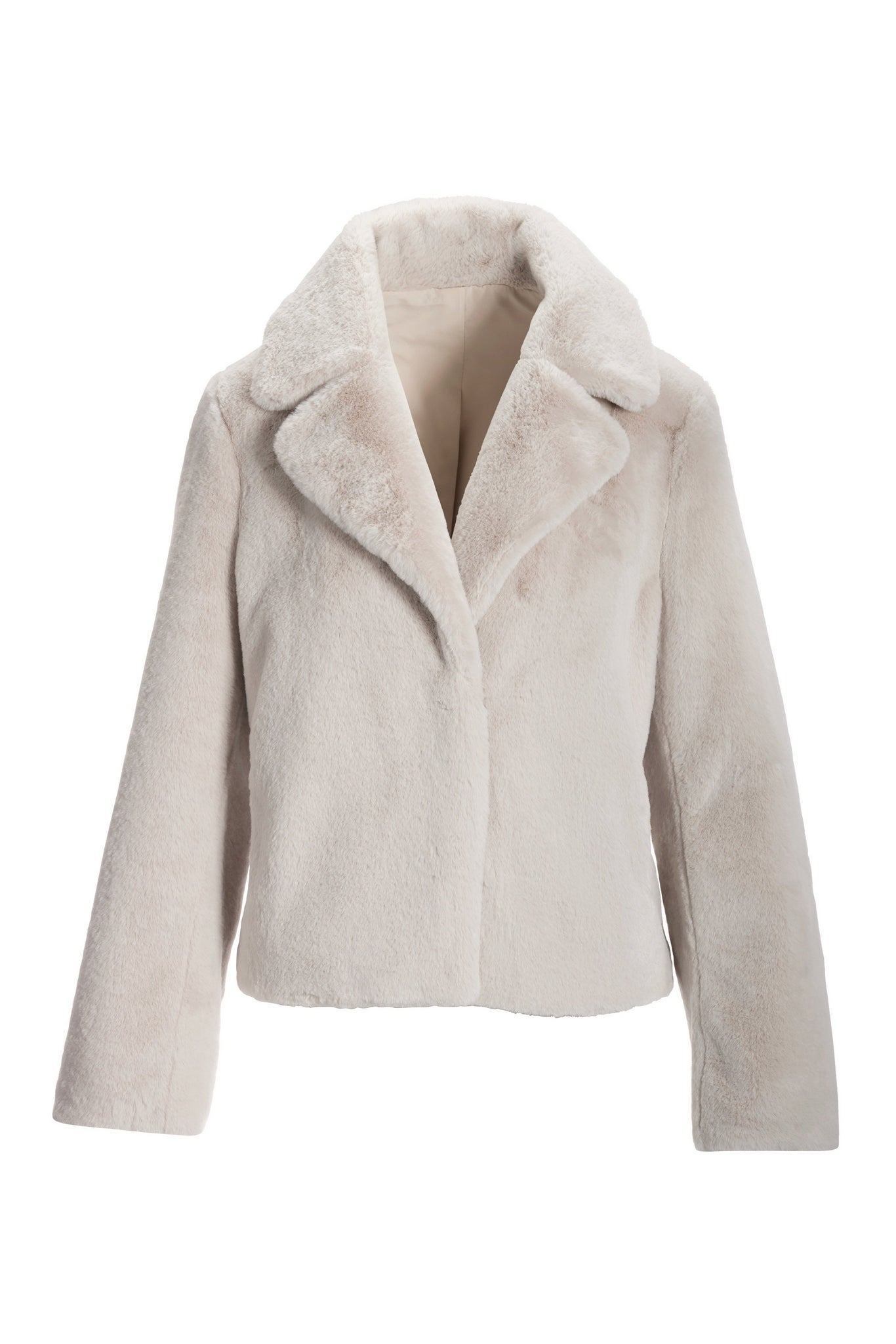 Fringe Faux-Fur Chubby Jacket Sea Salt