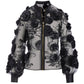 Mesh 3D Rosette Zip Jacket Black