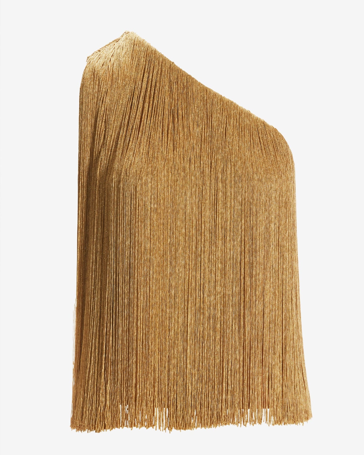 One Shoulder Fringe Top Gold