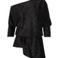 Metallic Velvet Slouchy Tunic Knit Top Black Multi