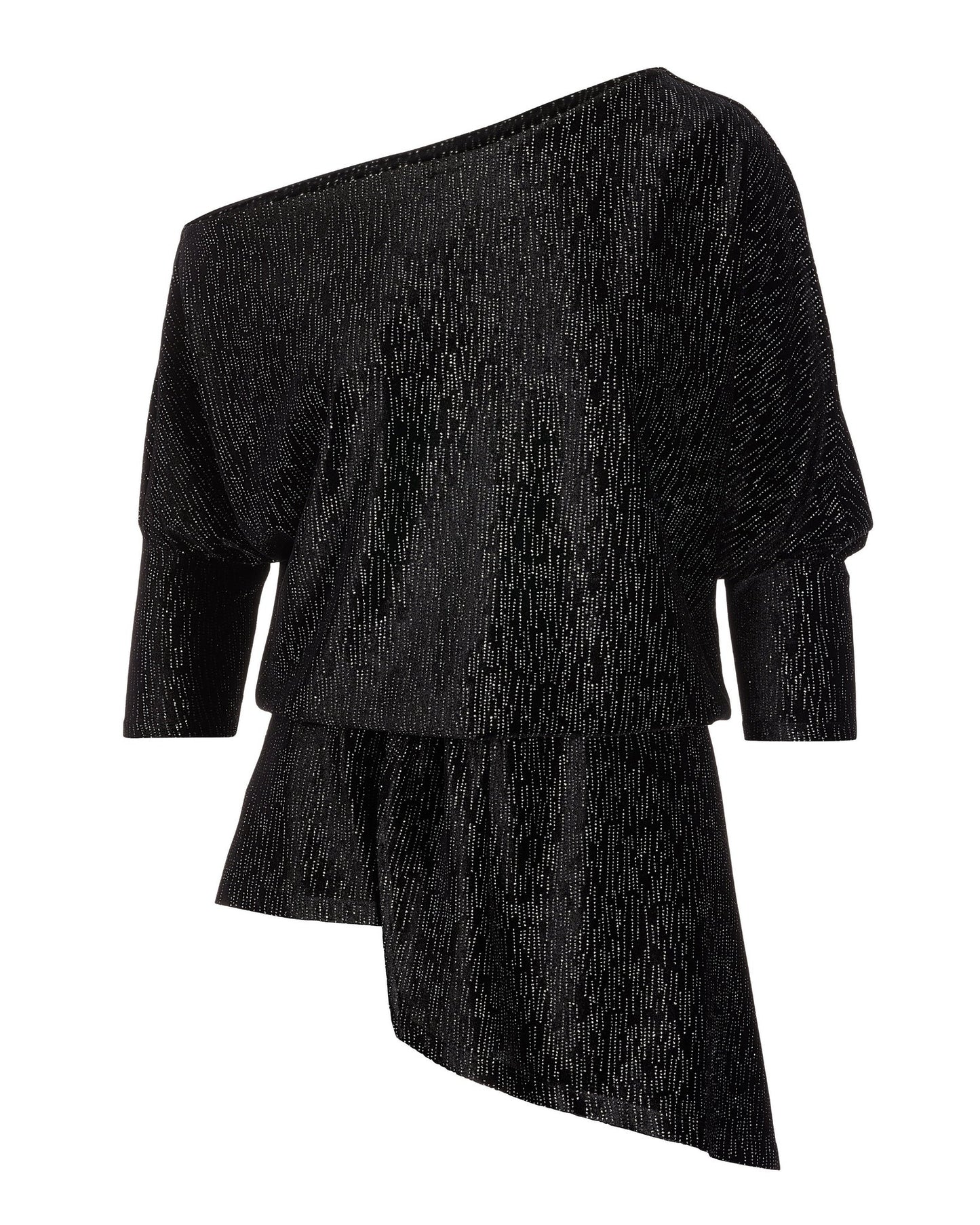 Metallic Velvet Slouchy Tunic Knit Top Black Multi