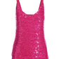 Sequin V-Neck Sweater Tank Fuchsia Purple